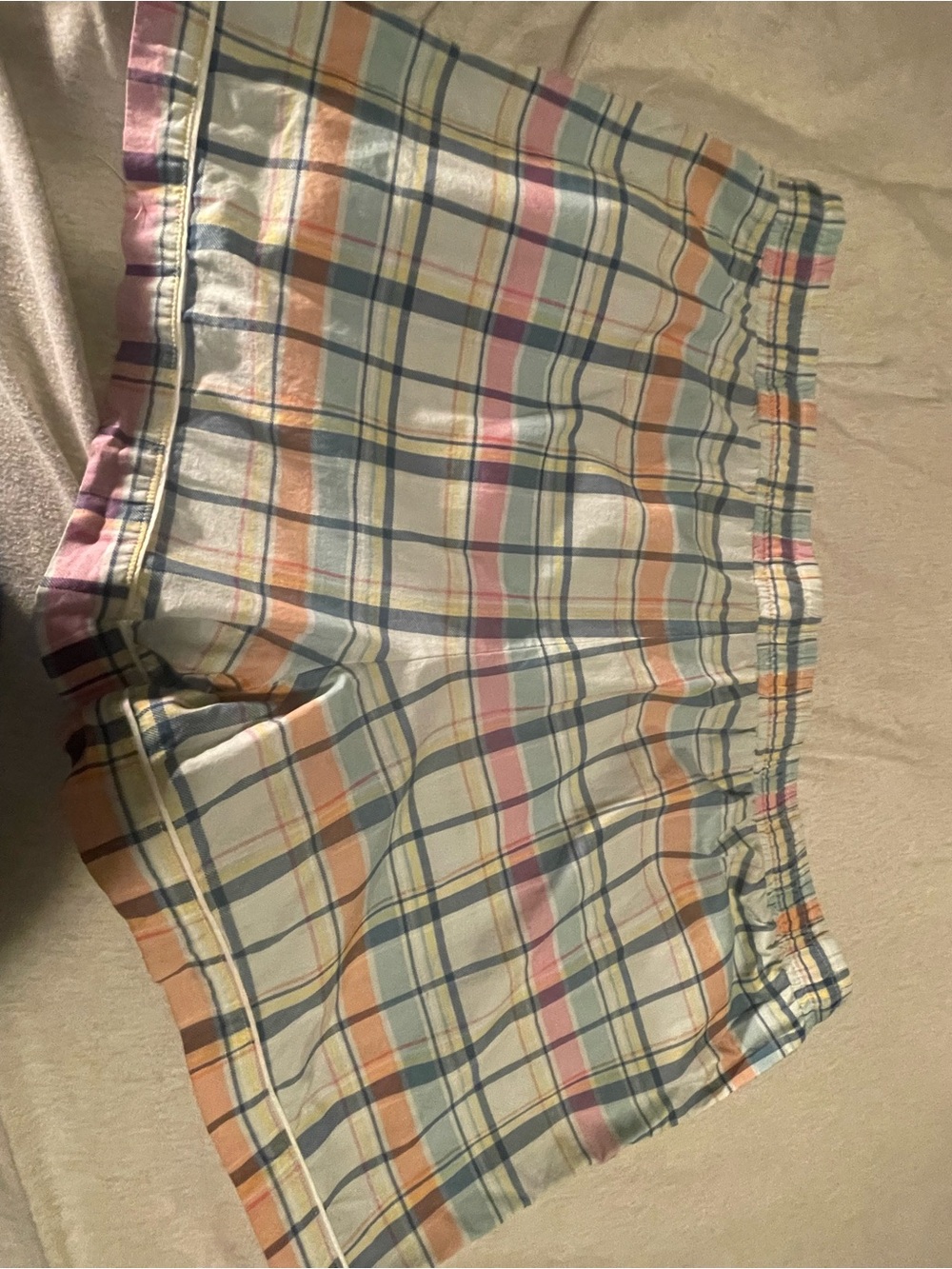 Vera Bradley Plaid Pastel Pajama Set in Cream, Pink, Blue, Peach - Picture 8 of 9